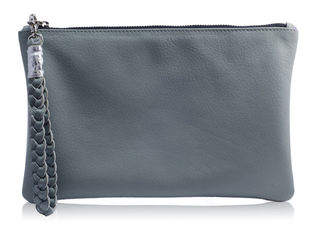 Sunset Two- tone Grey & Silver Metallic Clutch