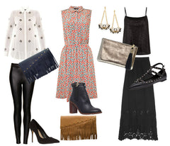 Raglan Fringe Clutch in Navy Blue