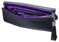 Raglan Fringe Colourblock Clutch in Navy & Gray