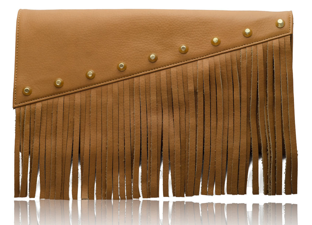 Raglan Fringe Clutch in Tan LTD EDITION