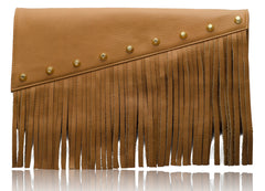 Raglan Fringe Clutch in Tan LTD EDITION