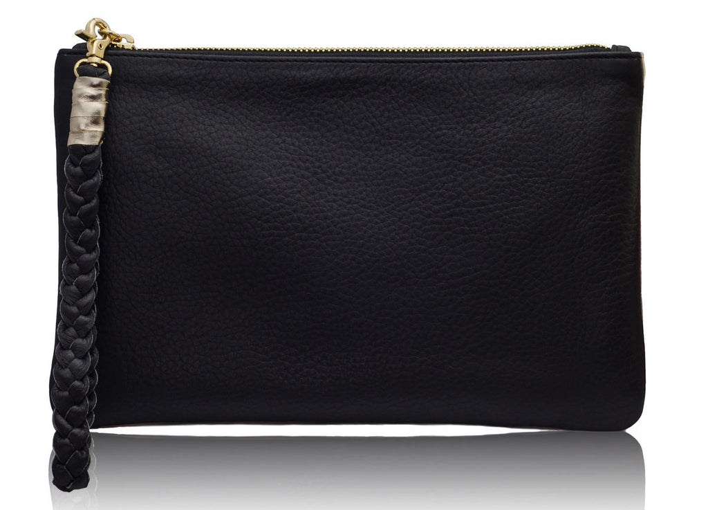 Sunset Two- tone Black & Gold Metallic Clutch