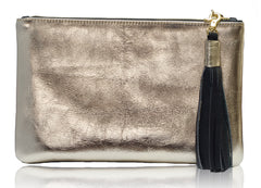Sunset Two- tone Black & Gold Metallic Clutch