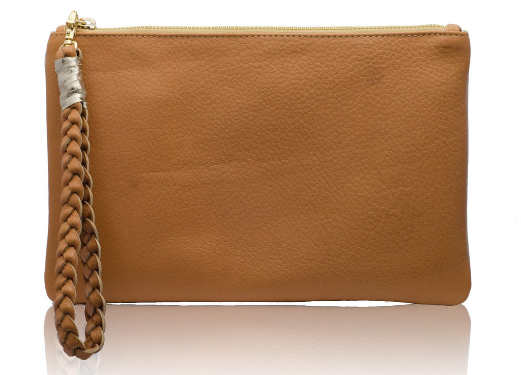Sunset Two- tone Tan & Gold Metallic Clutch