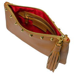 Sunset Tan Clutch with Gold Studs LTD EDITION