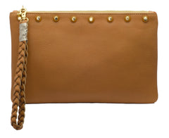 Sunset Tan Clutch with Gold Studs LTD EDITION