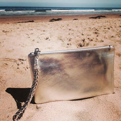 Sunset Two- tone Metallic Clutch in Gold and Silver