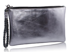 Sunset Two- tone Grey & Silver Metallic Clutch