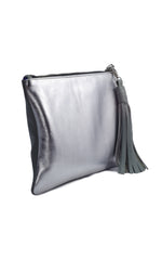 Sunset Two- tone Grey & Silver Metallic Clutch