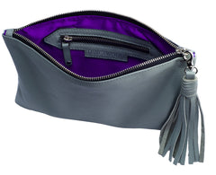 Sunset Two- tone Grey & Silver Metallic Clutch