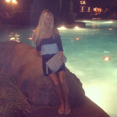 Raglan Fringe Clutch in Gray