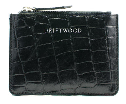 Cairns Crocodile Leather Coin Purse in Black