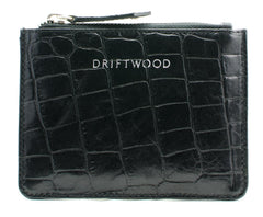 Cairns Crocodile Leather Coin Purse in Black