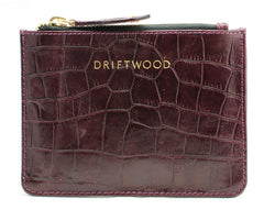 Cairns Crocodile Leather Coin Purse in Wine