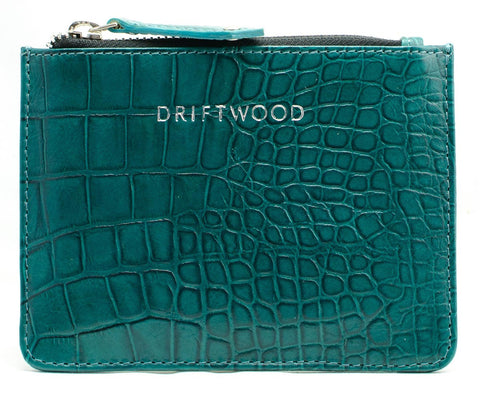 Cairns Crocodile Leather Coin Purse in Teal