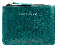 Cairns Crocodile Leather Coin Purse in Teal