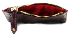 Cairns Crocodile Leather Coin Purse in Wine