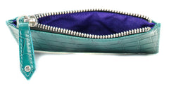 Cairns Crocodile Leather Coin Purse in Teal