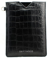 Cairns iPad Mini Sleeve in Crocodile Print Leather -Black