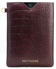 Cairns iPad Mini Sleeve in Crocodile Print Leather -Wine