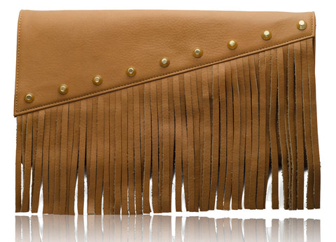 Raglan Fringe Clutch in Tan LTD EDITION