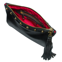 Sunset Black Clutch with Gold Studs