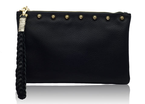Sunset Black Clutch with Gold Studs