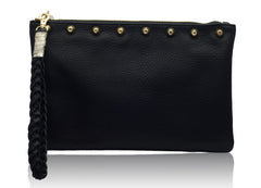 Sunset Black Clutch with Gold Studs