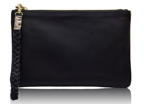 Sunset Two- tone Black & Gold Metallic Clutch