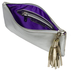 Sunset Two- tone Metallic Clutch in Gold and Silver