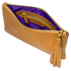 Sunset Two- tone Tan & Gold Metallic Clutch