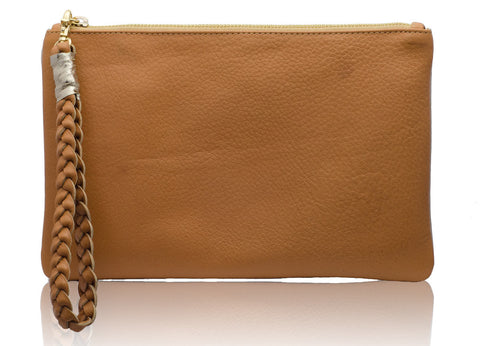 Sunset Two- tone Tan & Gold Metallic Clutch