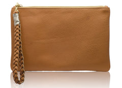 Sunset Two- tone Tan & Gold Metallic Clutch