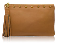 Sunset Tan Clutch with Gold Studs LTD EDITION