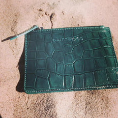 Cairns Crocodile Leather Coin Purse in Teal