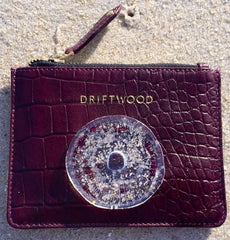 Cairns Crocodile Leather Coin Purse in Wine