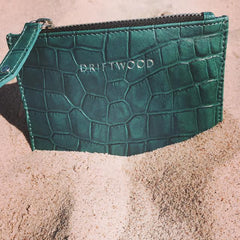 Cairns Crocodile Leather Coin Purse in Teal